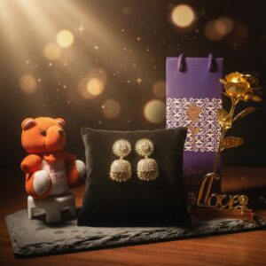 The Star of the Show: Ornate Gold-Toned Jhumkas