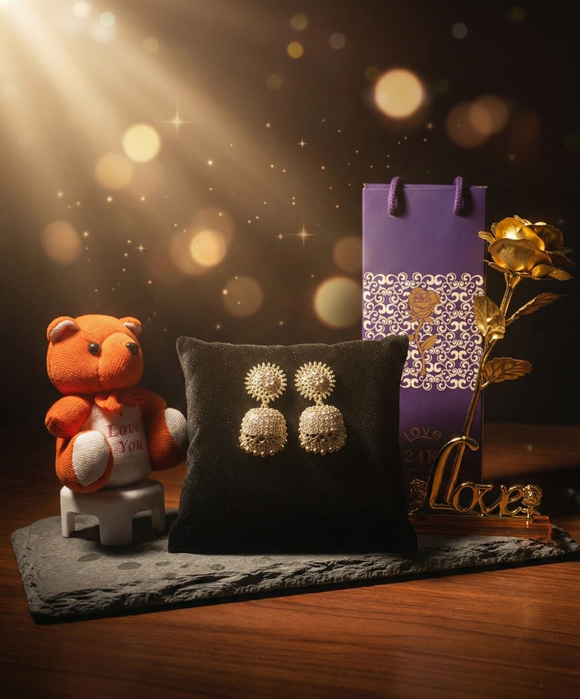 The Star of the Show: Ornate Gold-Toned Jhumkas