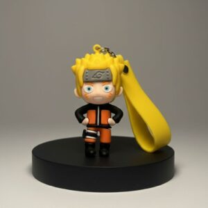 Naruto Uzumaki 3D Anime Keychain with Premium Yellow Silicone Wrist Lanyard