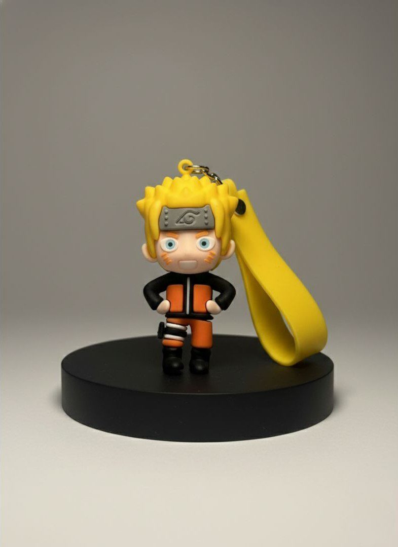 Naruto Uzumaki 3D Anime Keychain with Premium Yellow Silicone Wrist Lanyard