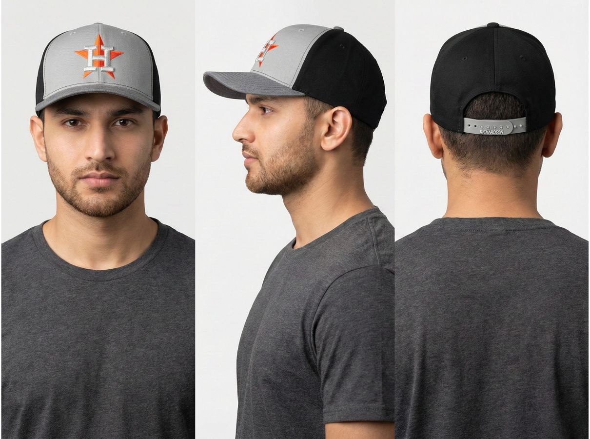 Premium Houston Style 'H' Star Embroidered Baseball Cap – Two-Tone Grey & Black Flat Brim Hat
