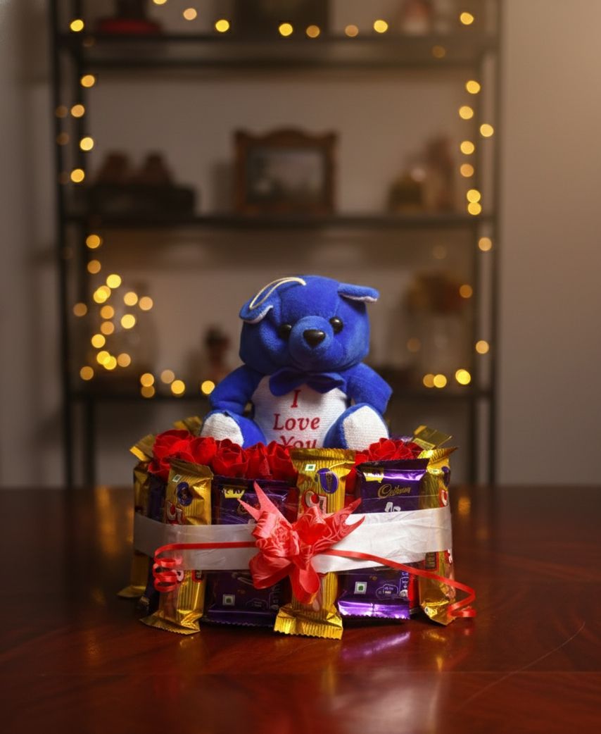 The "Midnight Sweetheart" Chocolate & Teddy Tower