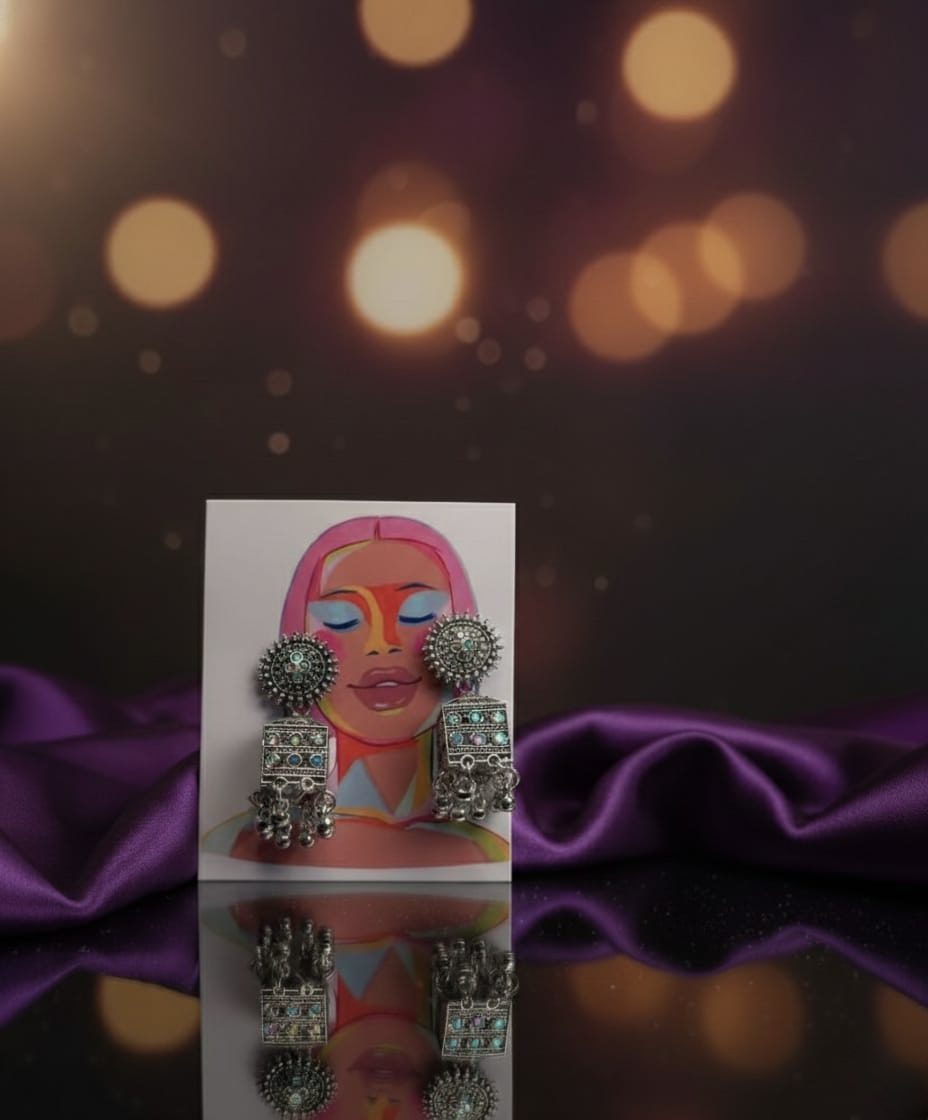 The "Moonlit Folk" Oxidized Chandbali Jhumkas