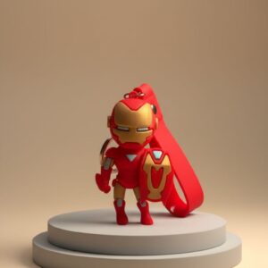 Iron Man 3D Silicone Superhero Keychain with Marvel Wrist Strap