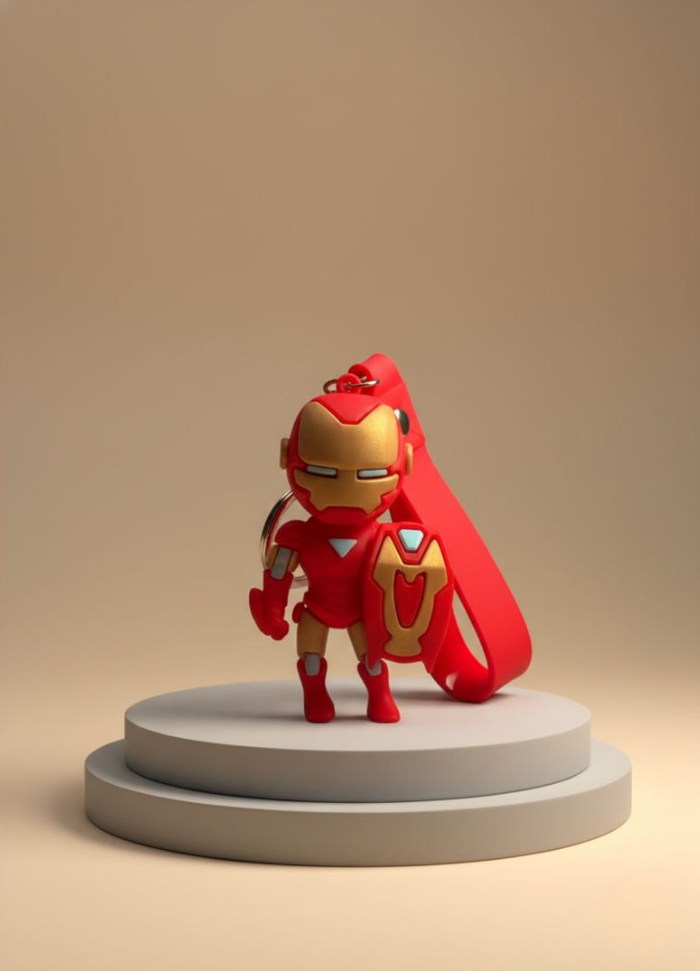 Iron Man 3D Silicone Superhero Keychain with Marvel Wrist Strap