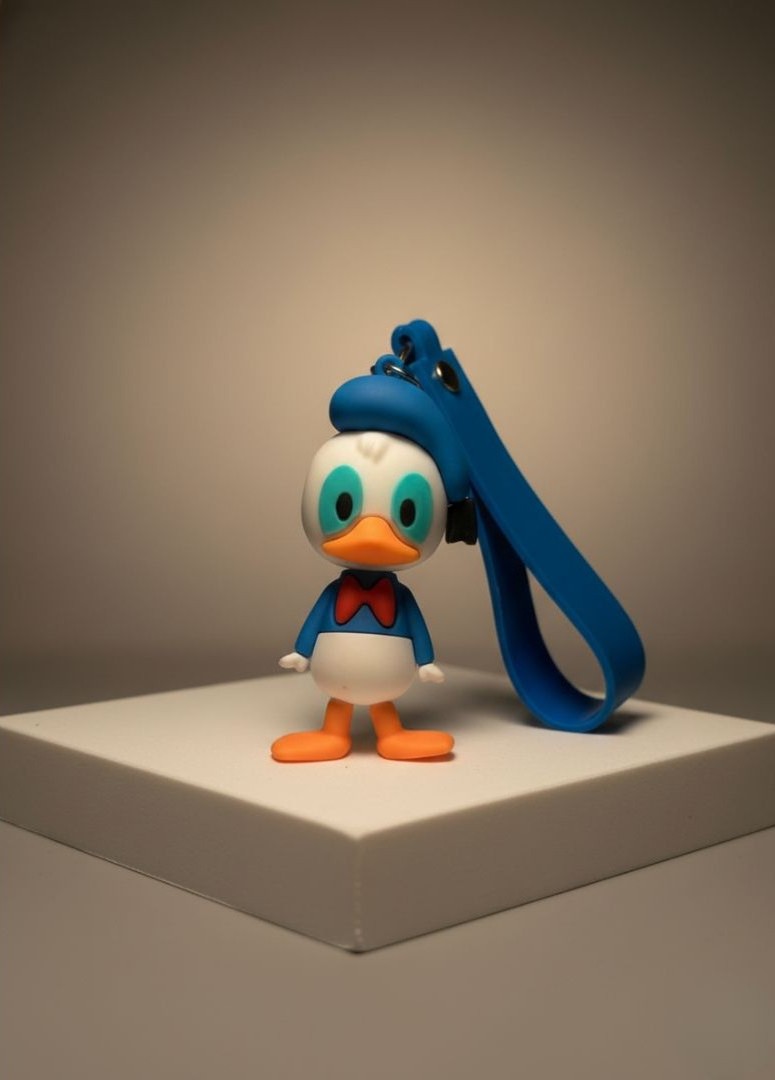 Donald Duck 3D Silicone Character Keychain with Blue Lucky Wrist Strap