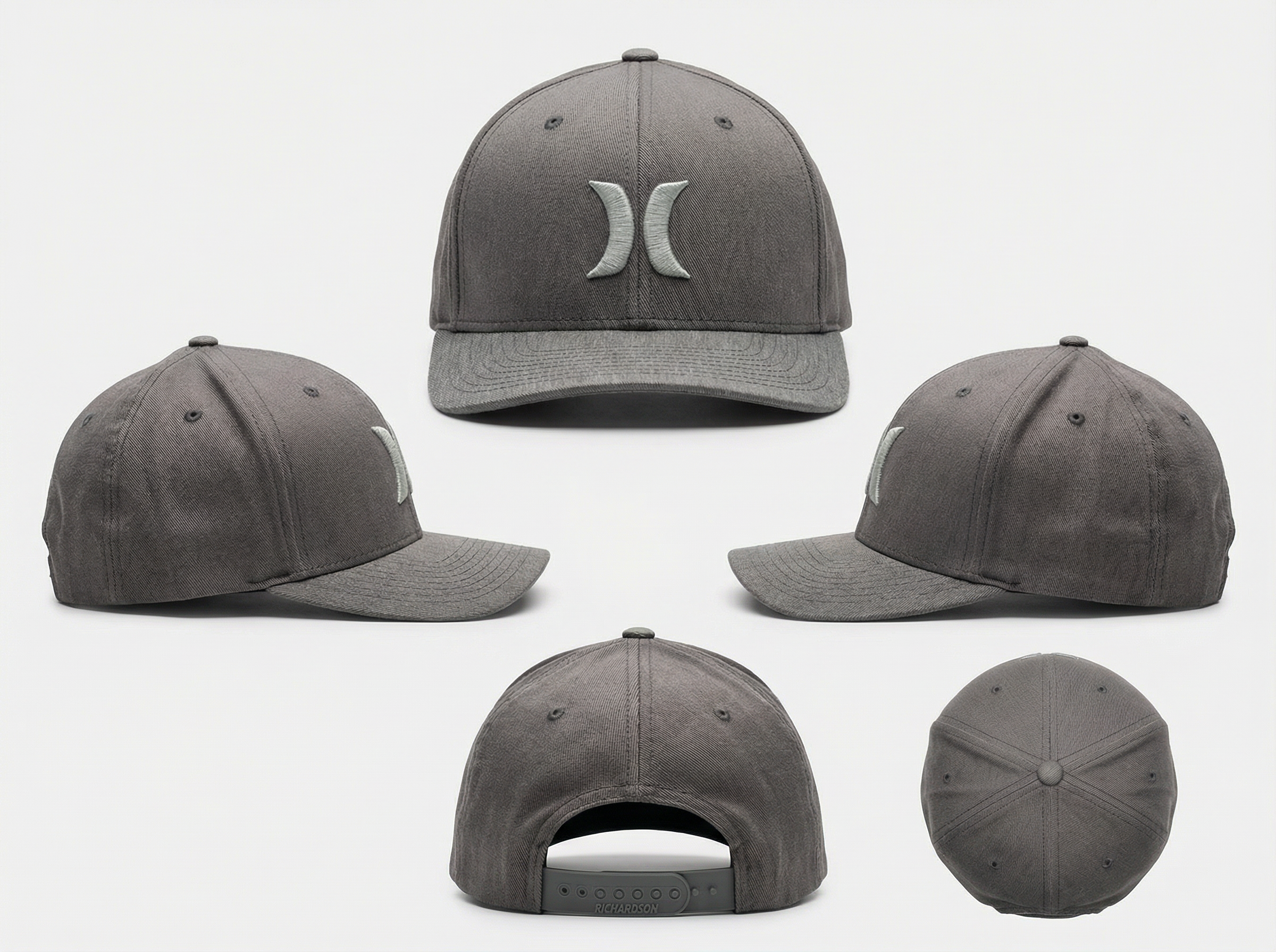 Men's Structured Grey Baseball Cap with Contrast Embroidered Logo