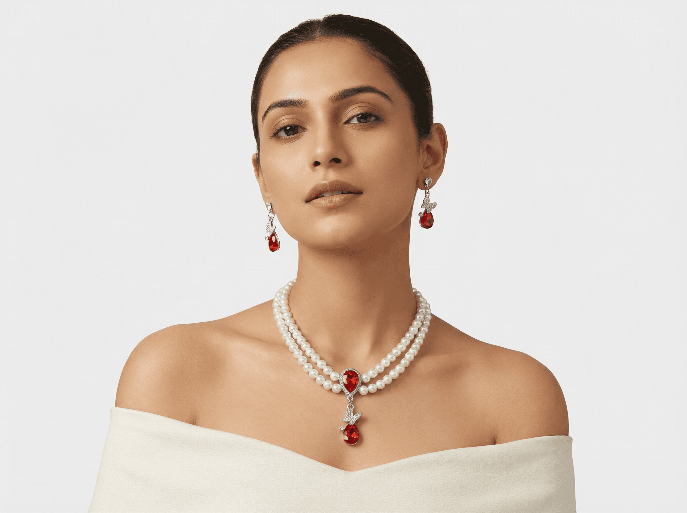 "Royal Grace" Pearl & Crystal Jewellery Set
