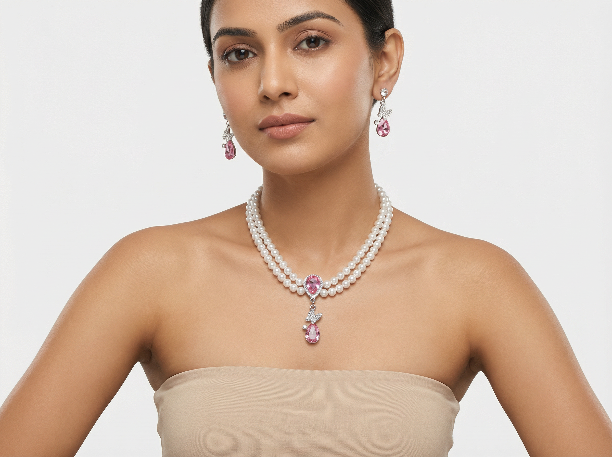 "Royal Grace" Pearl & Crystal Jewellery Set
