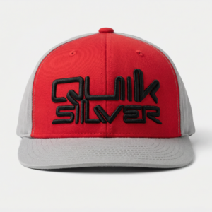 Red and Grey Two-Tone Snapback Cap with 3D Embroidered Quiksilver Logo