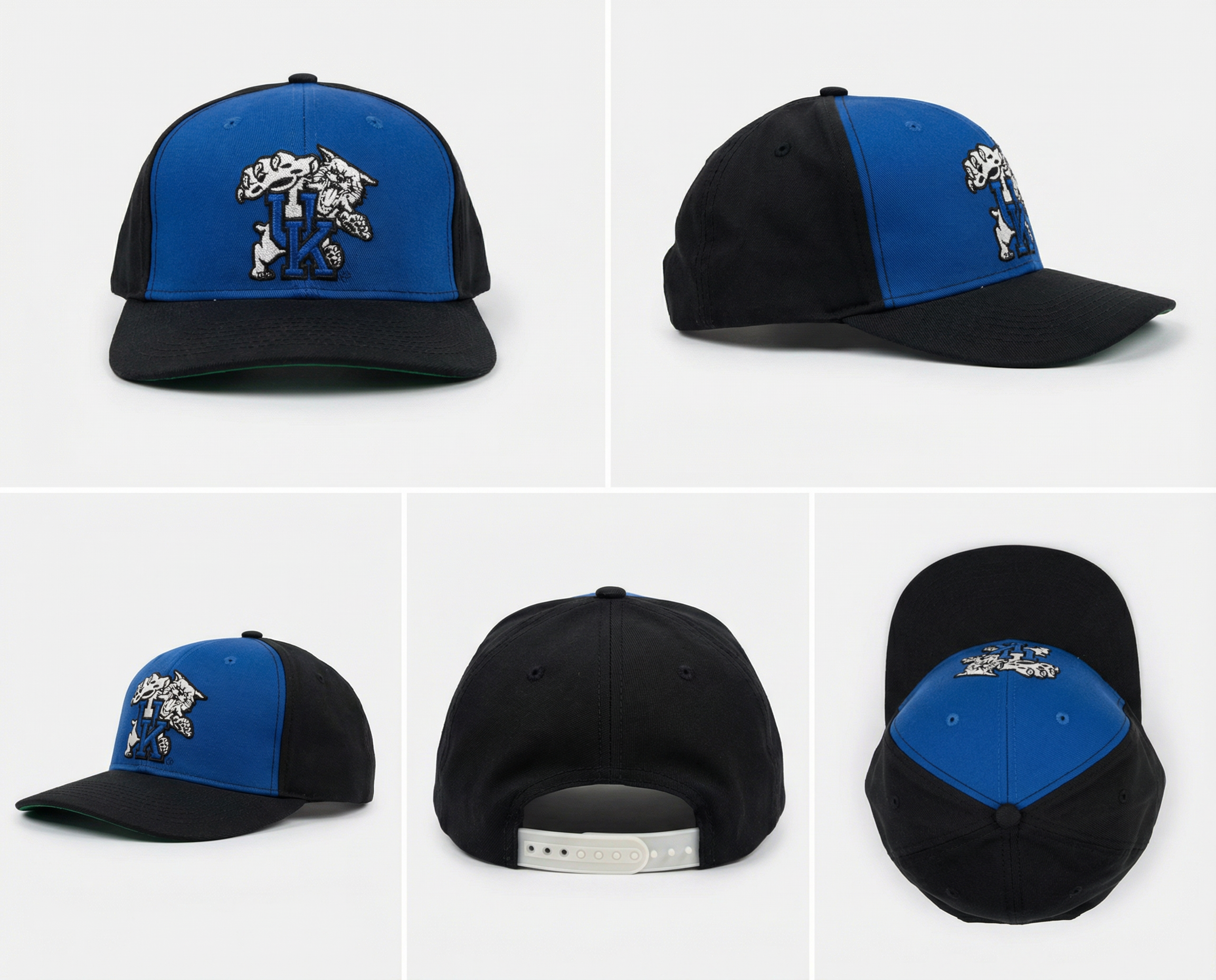 Premium Two-Tone UK Wildcats Style Embroidered Baseball Cap – Blue & Black Structured Sports Hat