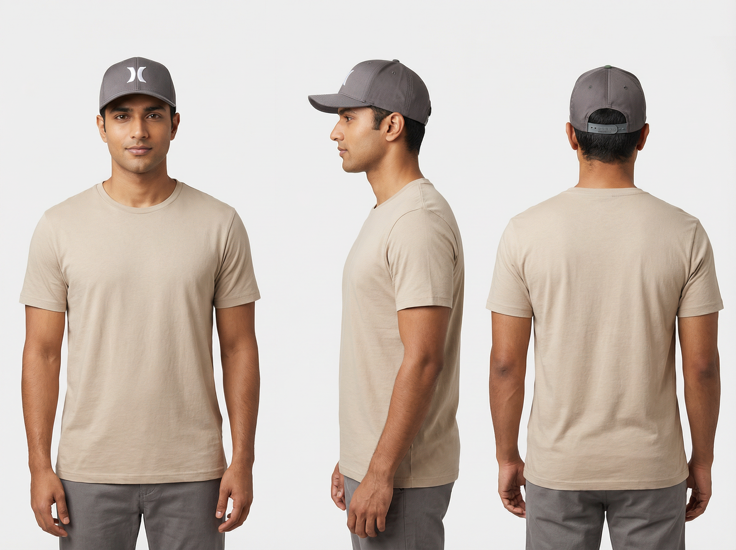 Men's Structured Grey Baseball Cap with Contrast Embroidered Logo