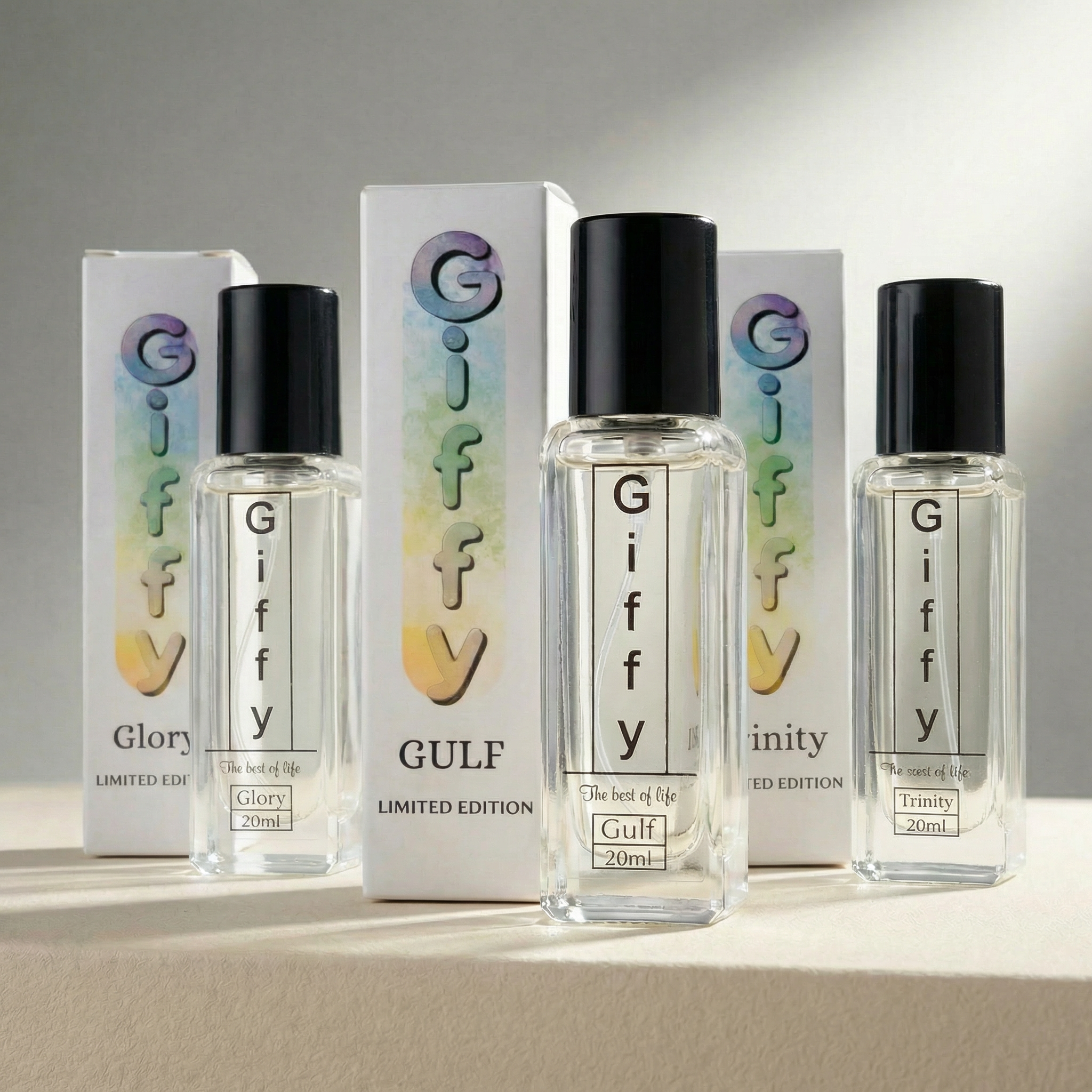 Giffy Limited Edition Pocket Perfume Discovery Set of Three - Glory, Trinity, and Gulf 20ml Fragrances