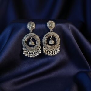 The “Moonlit Folk” Oxidized Chandbali Jhumkas