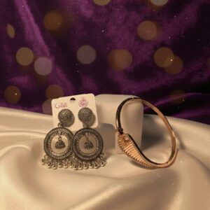 The “Glistening Grace” Oxidized Jewelry & Rose Gold Bracelet Set