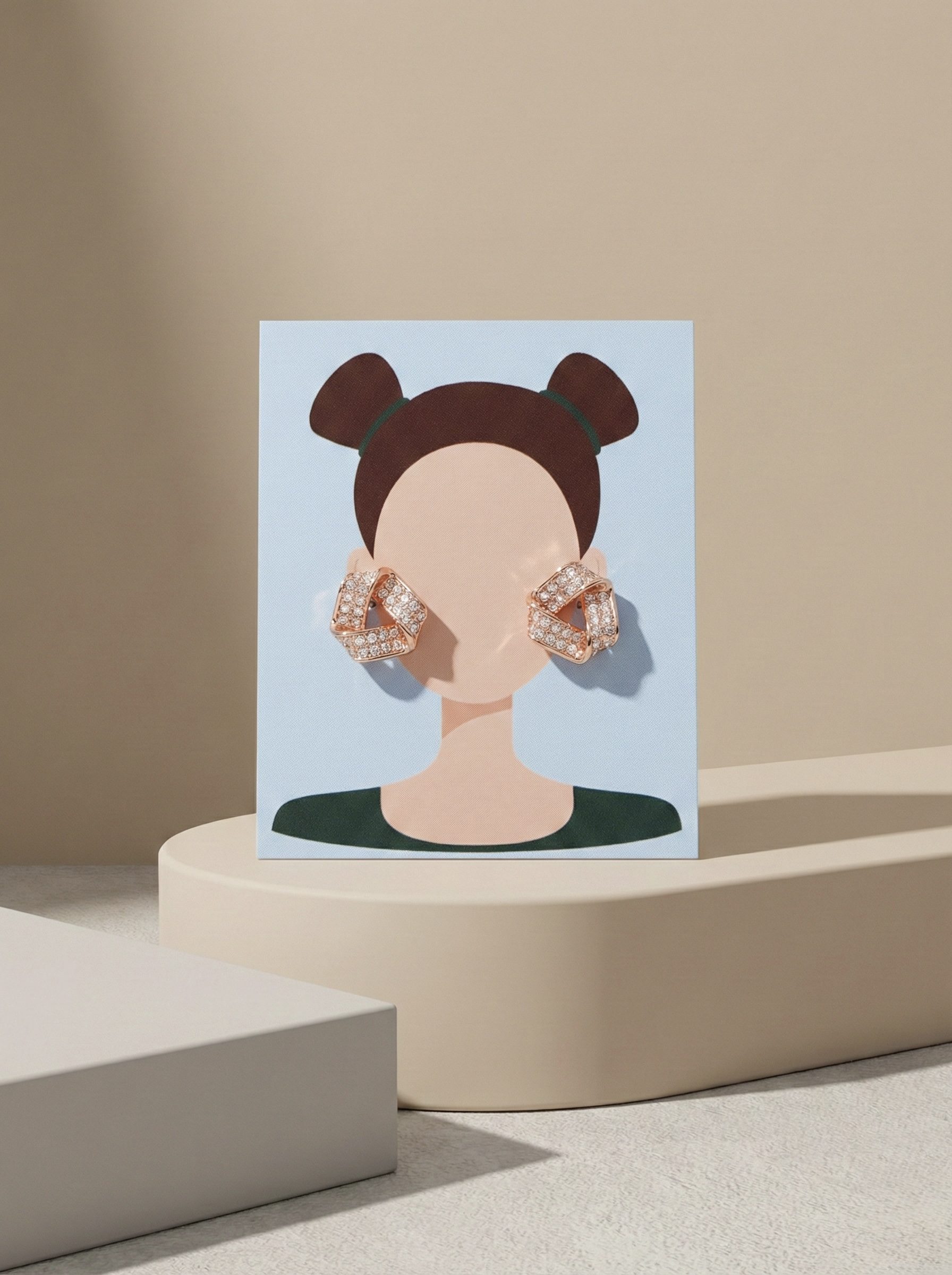 Rose Gold Toned Geometric Twist Stud Earrings with Shimmering Stone Embellishments