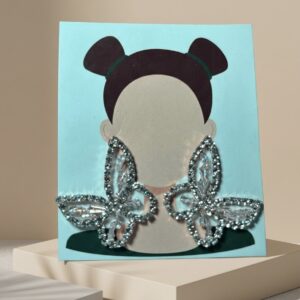 Elegant Silver-Toned Butterfly Statement Earrings with Shimmering Stone Embellishments