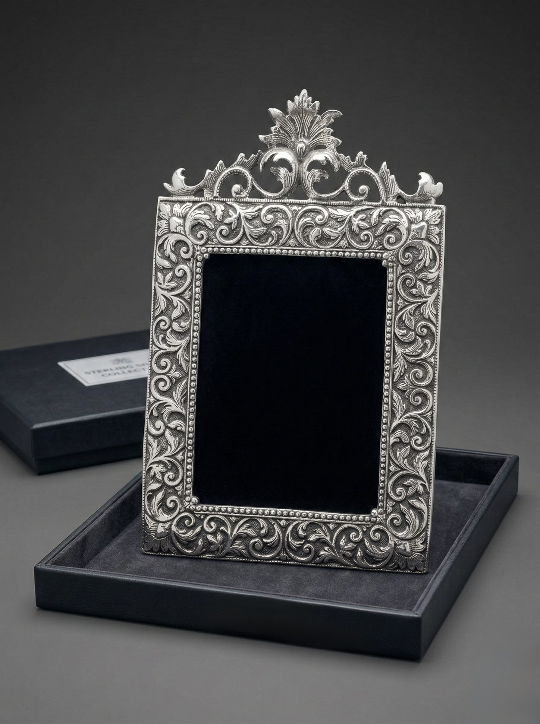 Argento Sterling Silver Collection Ornate Photo Frame – Antique Floral Design Tabletop Picture Frame