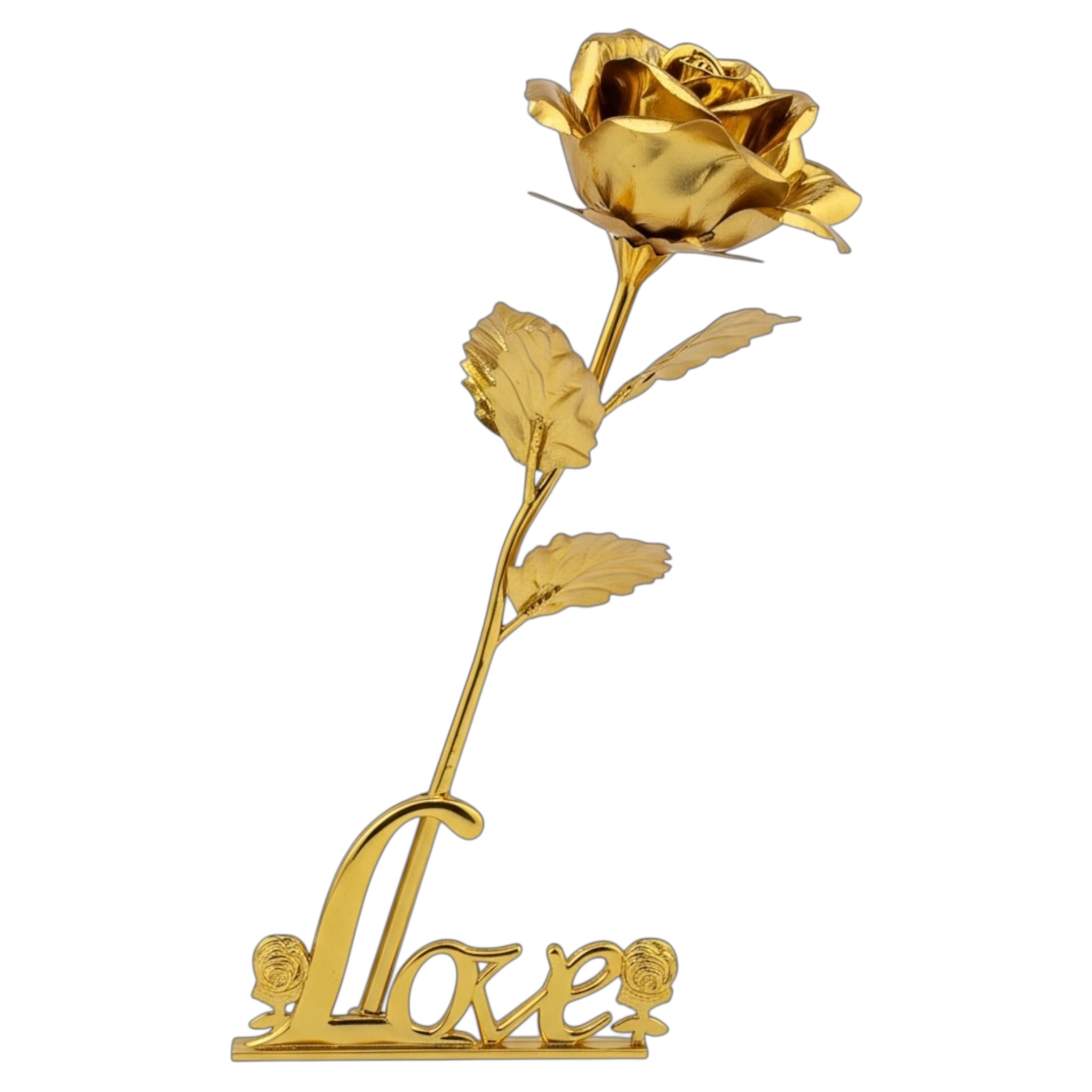 Romantic Valentine Gifting Set with Gold Tone Rose Bear Plush and Heart Box