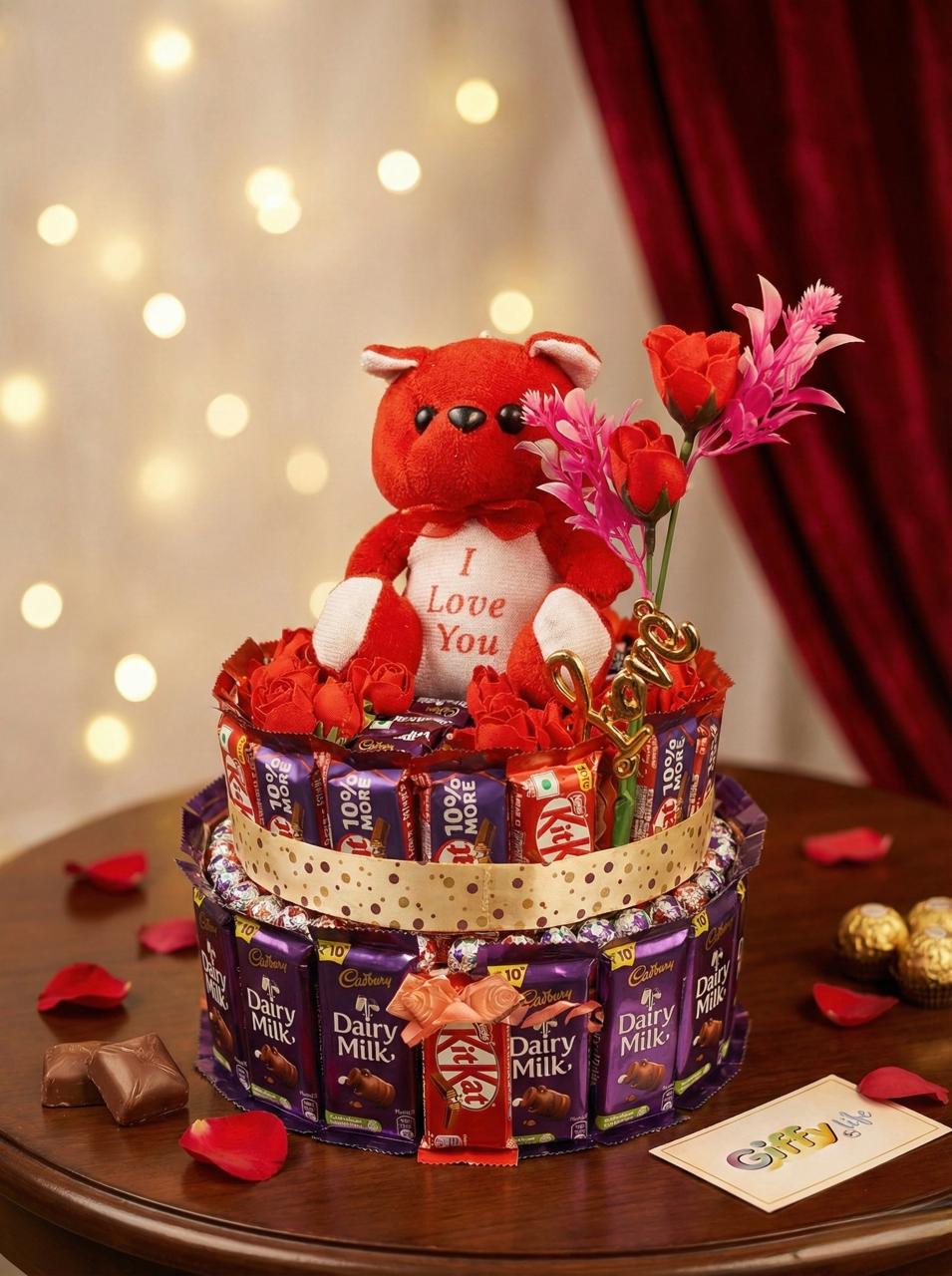 The "Sweetest Love" Chocolate Tower & Teddy Hamper