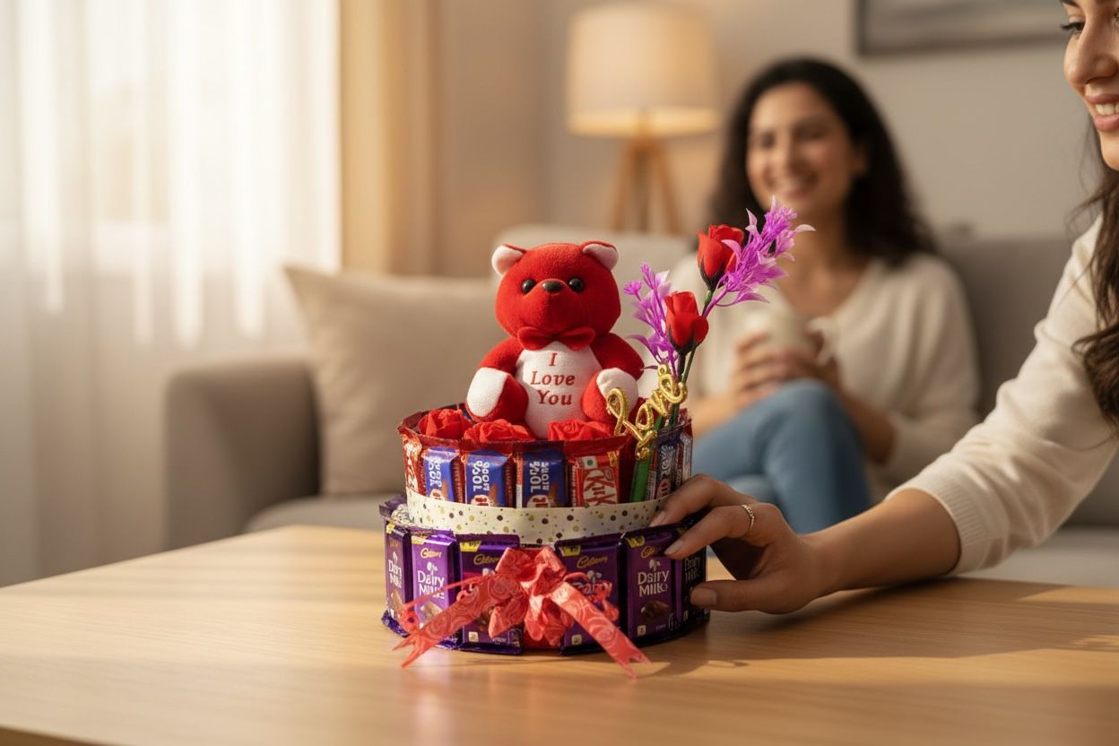 The "Sweetest Love" Chocolate Tower & Teddy Hamper