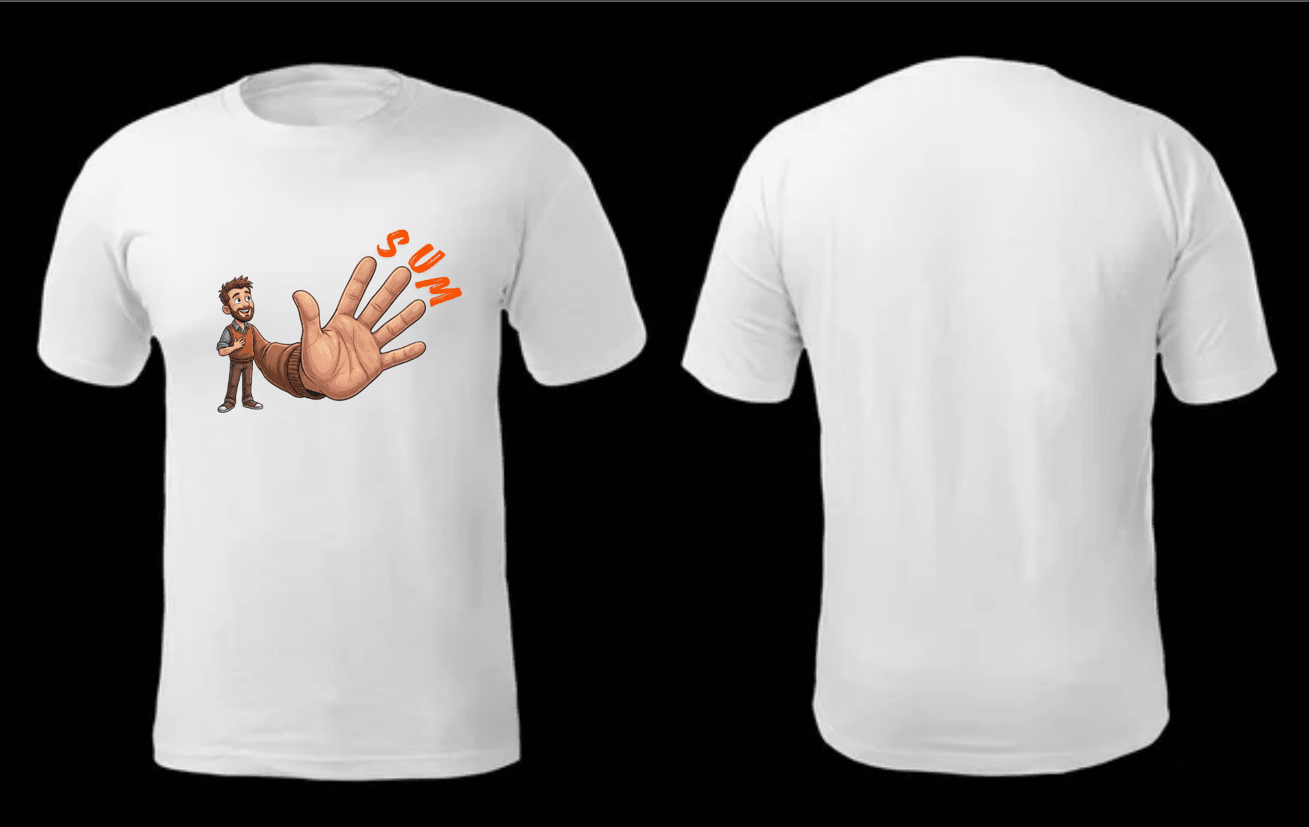 Men's White Round Neck Graphic T-Shirt with Quirky Cartoon Print and Typography