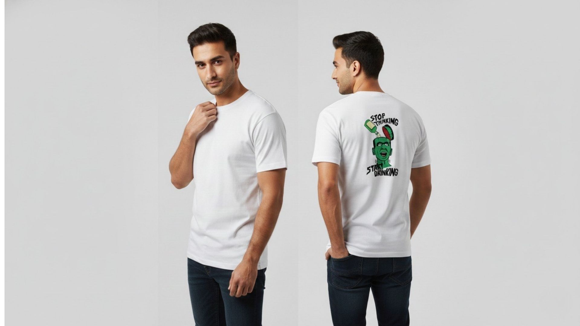 Classic White Round Neck Unisex T-Shirt for Customisation