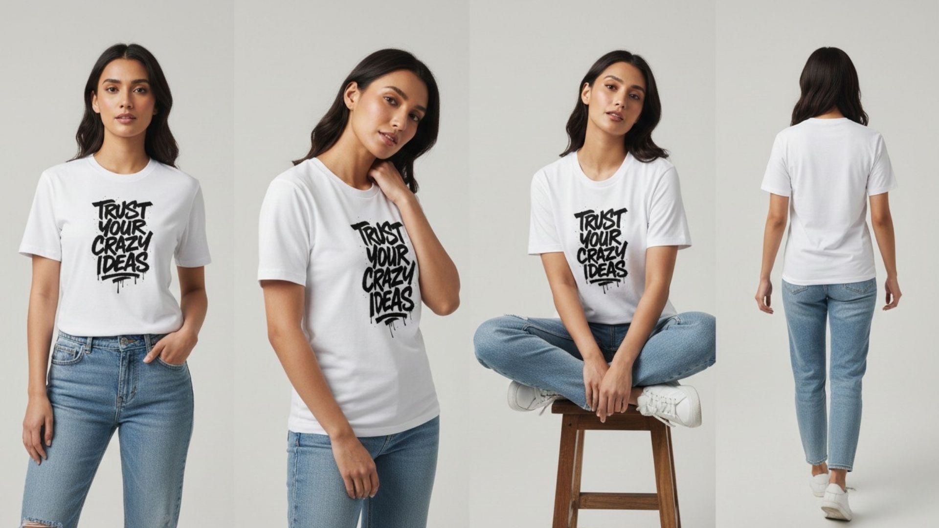 Classic White Round Neck Unisex T-Shirt for Customisation