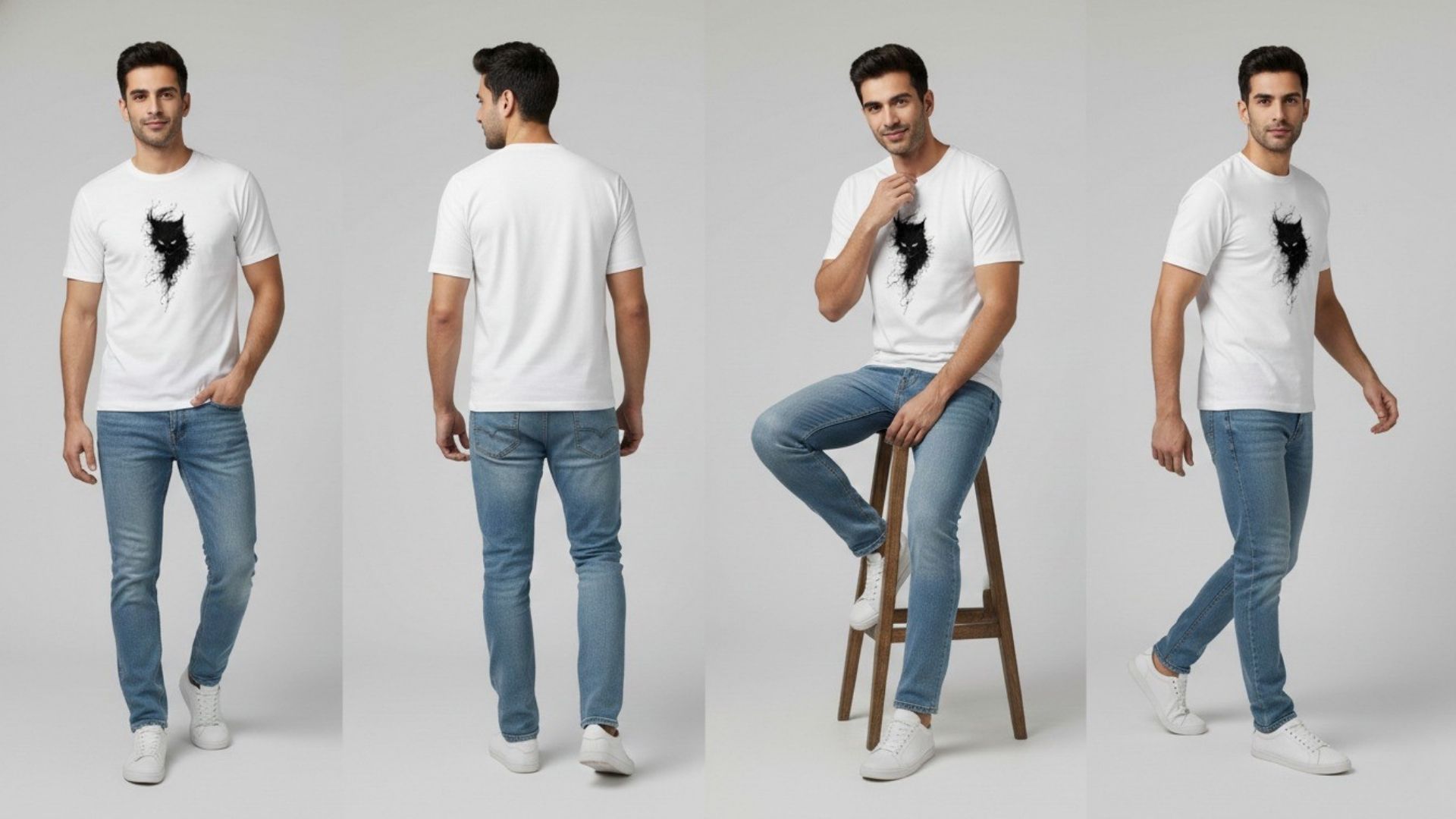 Classic White Round Neck Unisex T-Shirt for Customisation